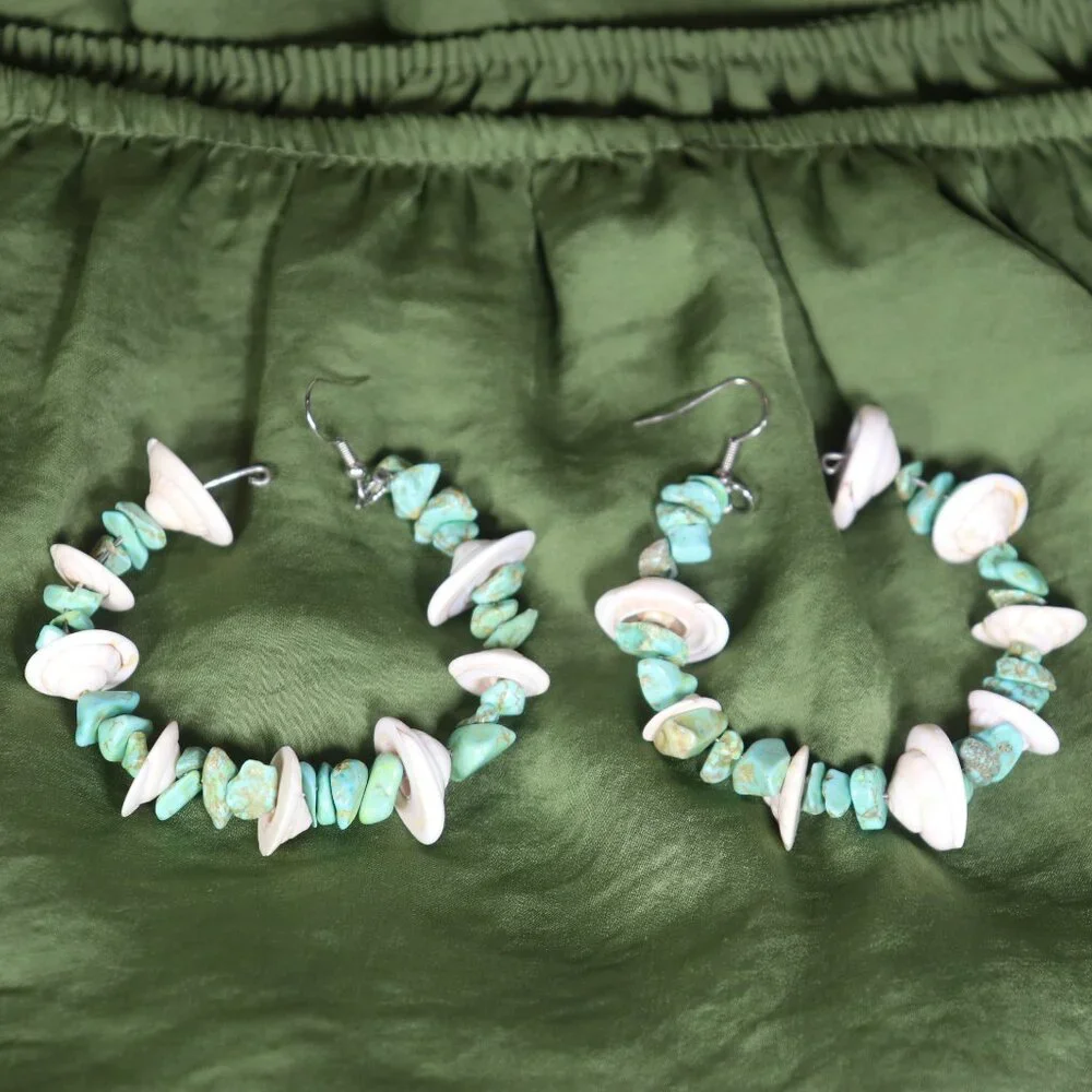 Handmade Green Shell Like Earrings